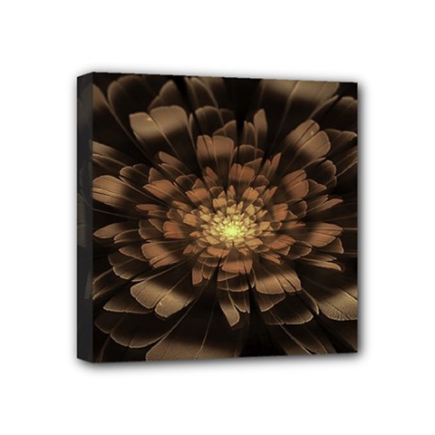 Fractal Flower Floral Bloom Brown Mini Canvas 4  X 4  (stretched) by Wegoenart