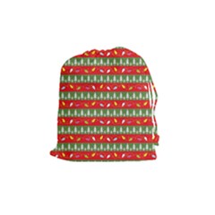 Christmas Papers Red And Green Drawstring Pouch (medium) by Wegoenart