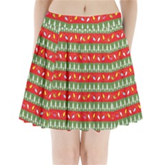 Christmas Papers Red And Green Pleated Mini Skirt by Wegoenart