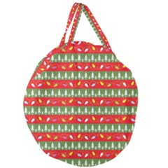 Christmas Papers Red And Green Giant Round Zipper Tote by Wegoenart