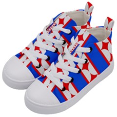 Stars Stripes July 4th Flag Blue Kid s Mid-top Canvas Sneakers by Wegoenart