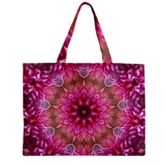 Flower Mandala Art Pink Abstract Zipper Mini Tote Bag by Wegoenart