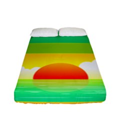 Seaside Sunrise Colorful Ocean Sea Fitted Sheet (full/ Double Size) by Wegoenart