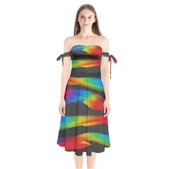 Abstarct Pattern Colorful Background Shoulder Tie Bardot Midi Dress by Wegoenart