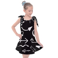 Arrows Vector Lines Strokes White Kids  Tie Up Tunic Dress by Wegoenart
