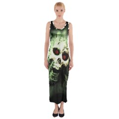 Screaming Skull Human Halloween Fitted Maxi Dress by Wegoenart
