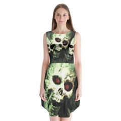 Screaming Skull Human Halloween Sleeveless Chiffon Dress  