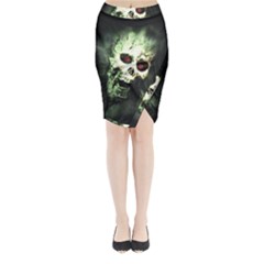 Screaming Skull Human Halloween Midi Wrap Pencil Skirt