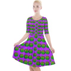 The Happy Eyes Of Freedom In Polka Dot Cartoon Pop Art Quarter Sleeve A-line Dress by pepitasart