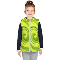Groovy Abstract Green Liquid Art Swirl Painting Kids  Hooded Puffer Vest by myrubiogarden