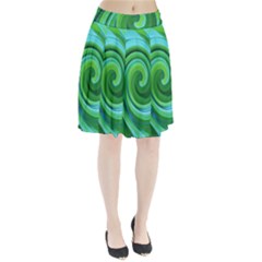 Groovy Abstract Turquoise Liquid Swirl Painting Pleated Skirt by myrubiogarden