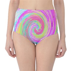 Groovy Abstract Pink And Blue Liquid Swirl Painting Classic High-waist Bikini Bottoms by myrubiogarden