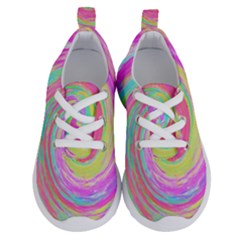 Groovy Abstract Pink And Blue Liquid Swirl Painting Running Shoes by myrubiogarden