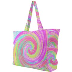 Groovy Abstract Pink And Blue Liquid Swirl Painting Simple Shoulder Bag by myrubiogarden