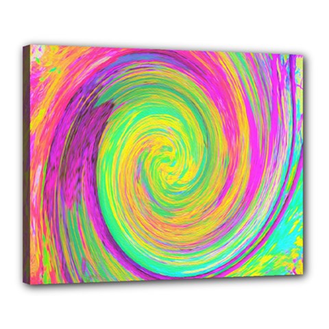Groovy Abstract Purple And Yellow Liquid Swirl Canvas 20  X 16  (stretched) by myrubiogarden