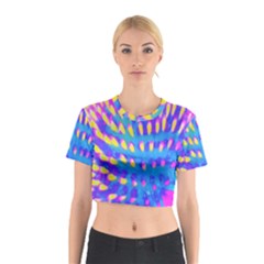 Pink, Blue And Yellow Abstract Coneflower Cotton Crop Top by myrubiogarden