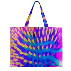 Pink, Blue And Yellow Abstract Coneflower Medium Tote Bag by myrubiogarden