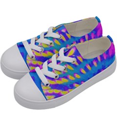 Pink, Blue And Yellow Abstract Coneflower Kids  Low Top Canvas Sneakers by myrubiogarden