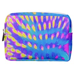 Pink, Blue And Yellow Abstract Coneflower Make Up Pouch (medium) by myrubiogarden