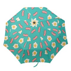 Bacon And Egg Pop Art Pattern Folding Umbrellas by Valentinaart