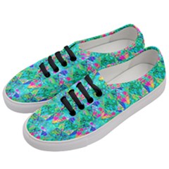 Garden Quilt Painting With Hydrangea And Blues Women s Classic Low Top Sneakers by myrubiogarden
