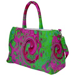 Groovy Abstract Green And Red Lava Liquid Swirl Duffel Travel Bag by myrubiogarden