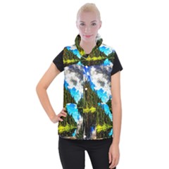 Color Lake Mountain Painting Women s Button Up Vest by Pakrebo
