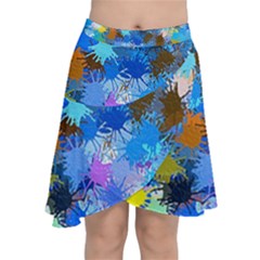 Color Colors Abstract Colorful Chiffon Wrap Front Skirt by Pakrebo