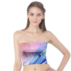 Painting Abstract Blue Pink Spots Tube Top by Pakrebo