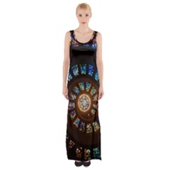 Stained Glass Spiral  Maxi Thigh Split Dress by WensdaiAmbrose