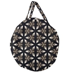 Black, Brown And Cream Geo Giant Round Zipper Tote by bykenique