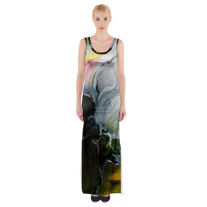 Art Abstract Painting Maxi Thigh Split Dress