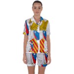 Flag Map of Valencia Satin Short Sleeve Pyjamas Set