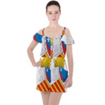 Community of Valencia Coat of Arms Ruffle Cut Out Chiffon Playsuit