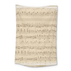 Vintage Beige Music Notes Small Tapestry by Pakrebo