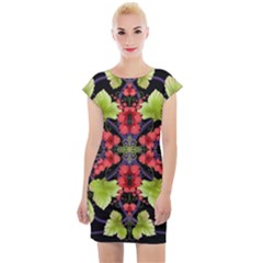 Pattern Berry Red Currant Plant Cap Sleeve Bodycon Dress by Pakrebo