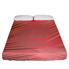 Palms Shadow On Living Coral Fitted Sheet (california King Size) by LoolyElzayat
