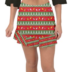 Christmas Papers Red And Green Fishtail Mini Chiffon Skirt by Pakrebo
