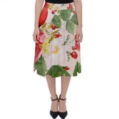 Christmas Bird Floral Berry Classic Midi Skirt by Pakrebo