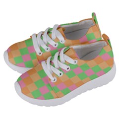 Checkerboard Pastel Squares Kids  Lightweight Sports Shoes by Pakrebo