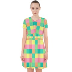 Checkerboard Pastel Squares Adorable In Chiffon Dress by Pakrebo