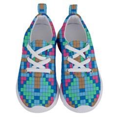 Checkerboard Squares Abstract Running Shoes by Pakrebo