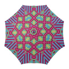 Checkerboard Squares Abstract Golf Umbrellas by Pakrebo