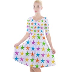 Star Pattern Design Decoration Quarter Sleeve A-line Dress by Pakrebo