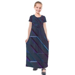 Glass Scifi Violet Ultraviolet Kids  Short Sleeve Maxi Dress by Pakrebo