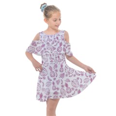 Tropical Pattern Kids  Shoulder Cutout Chiffon Dress by Valentinaart