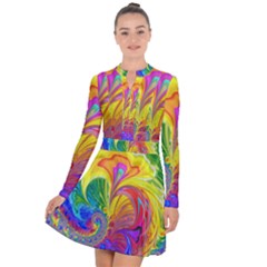 Fractal Bright Exploding Brilliant Long Sleeve Panel Dress by Pakrebo