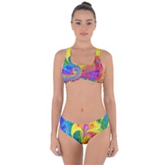 Fractal Bright Exploding Brilliant Criss Cross Bikini Set by Pakrebo