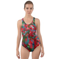 Redness Cut-out Back One Piece Swimsuit by artifiart