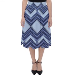 Textile Texture Fabric Zigzag Blue Classic Midi Skirt by Pakrebo